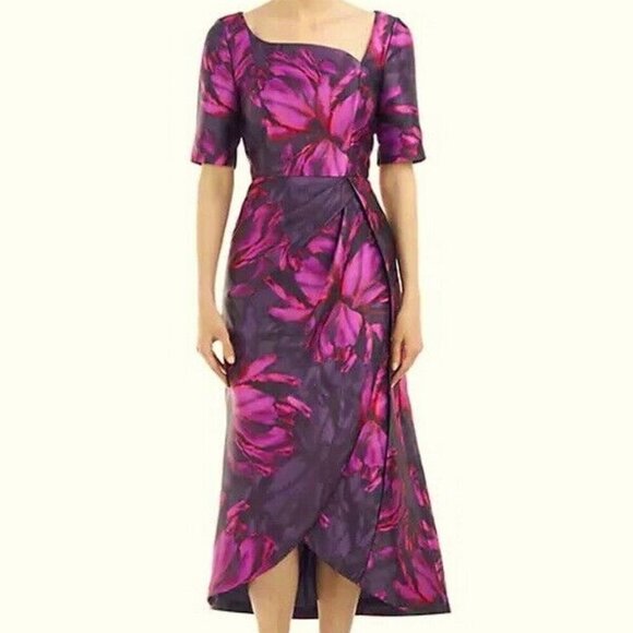 Kay Unger Dresses & Skirts - Kay Unger Cerise Tallulah Floral High-Low Maxi Tulip Dress